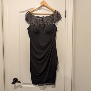 Le Chateau Beaded Dress Dark Grey Size 10
